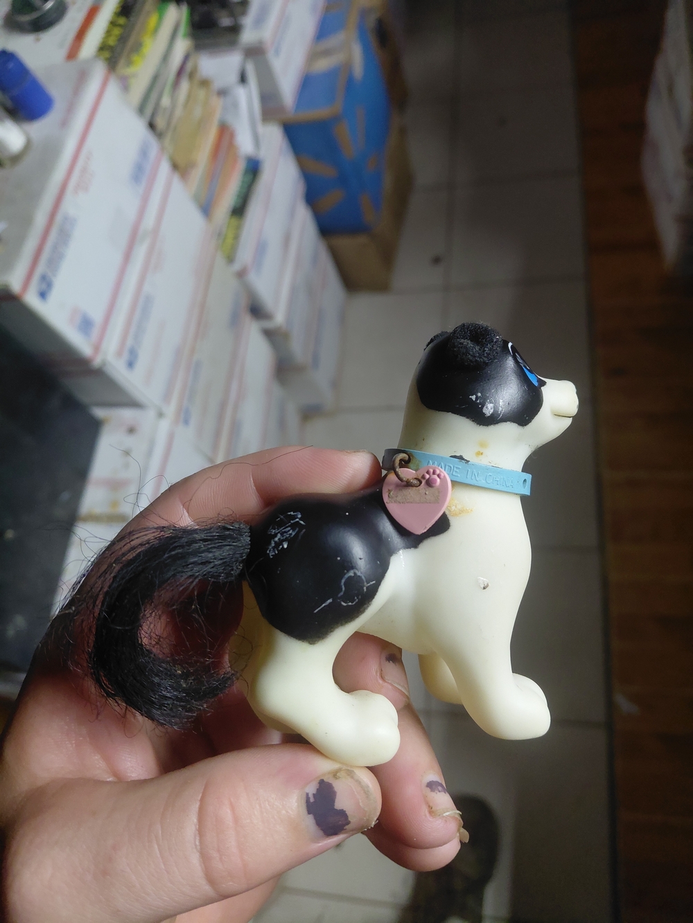 "Patch" Border Collie adult figure from the 1998 Puppy Dog Tails toy line produc